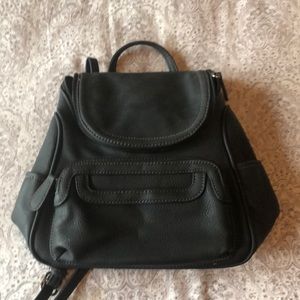 Black Leather Multisac Backpack